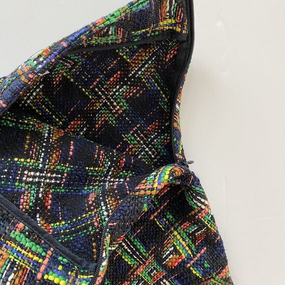 Zara Woman Medium Skirt Tweed Plaid A-line Flared Skirt Bright Colorful Preppy - Picture 3 of 5